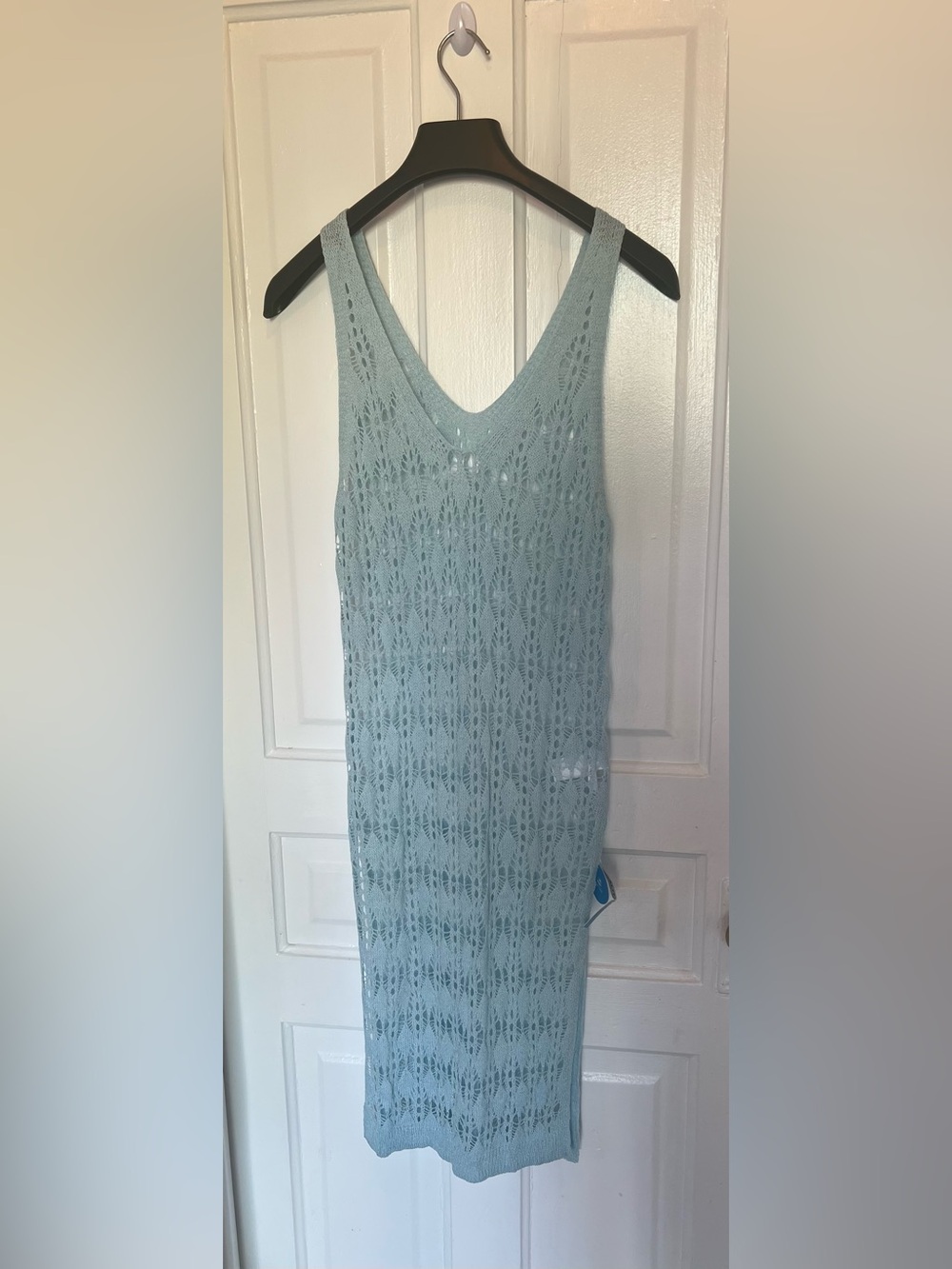 NWT Cupshe Seafoam Blue Crochet Knit Swim Cover Up Midi Dress